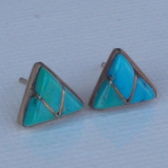 VINTAGE SouthWestern SterlingSilver Turquoise Stud - Picture 3 of 8
